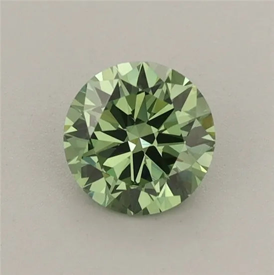 0.57ct Round Lab Grown Diamond (Colour Fancy Vivid Green, Clarity VVS2, Cut VG, IGI Certified)