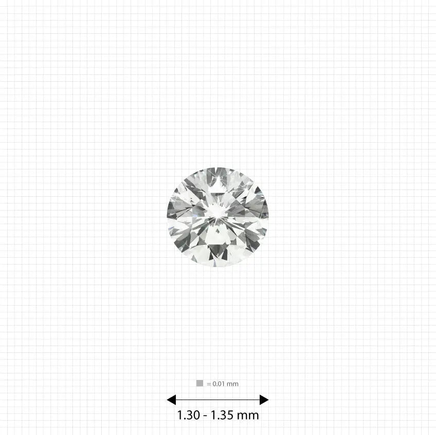 ±1 Ct. 1.30 - 1.35 mm (0.01 Ct.) White Round Melee Labgems