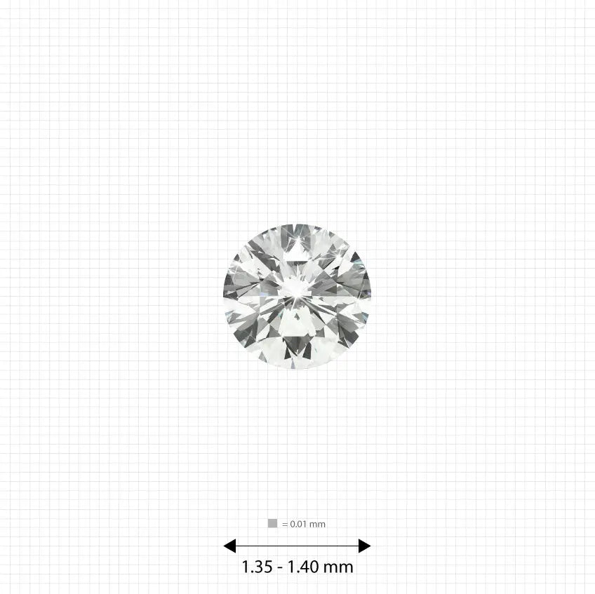 ±1 Ct. 1.35 - 1.40 mm (0.011 Ct.) White Round Melee Labgems