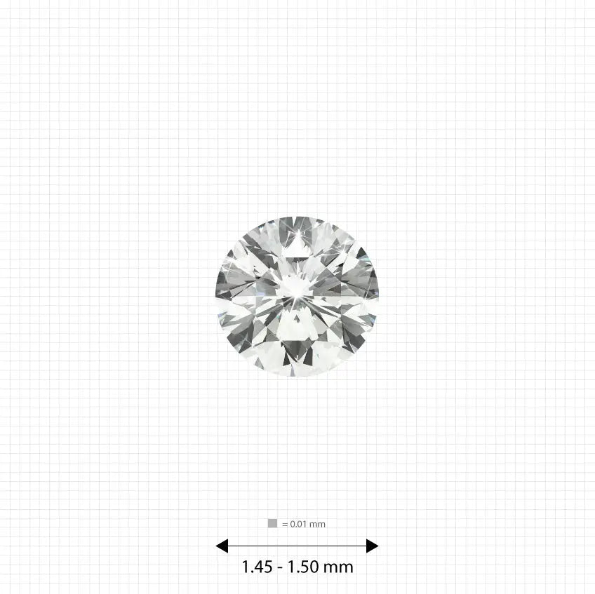 ±1 Ct. 1.45 - 1.50 mm (0.014 Ct.) White Round Melee Labgems