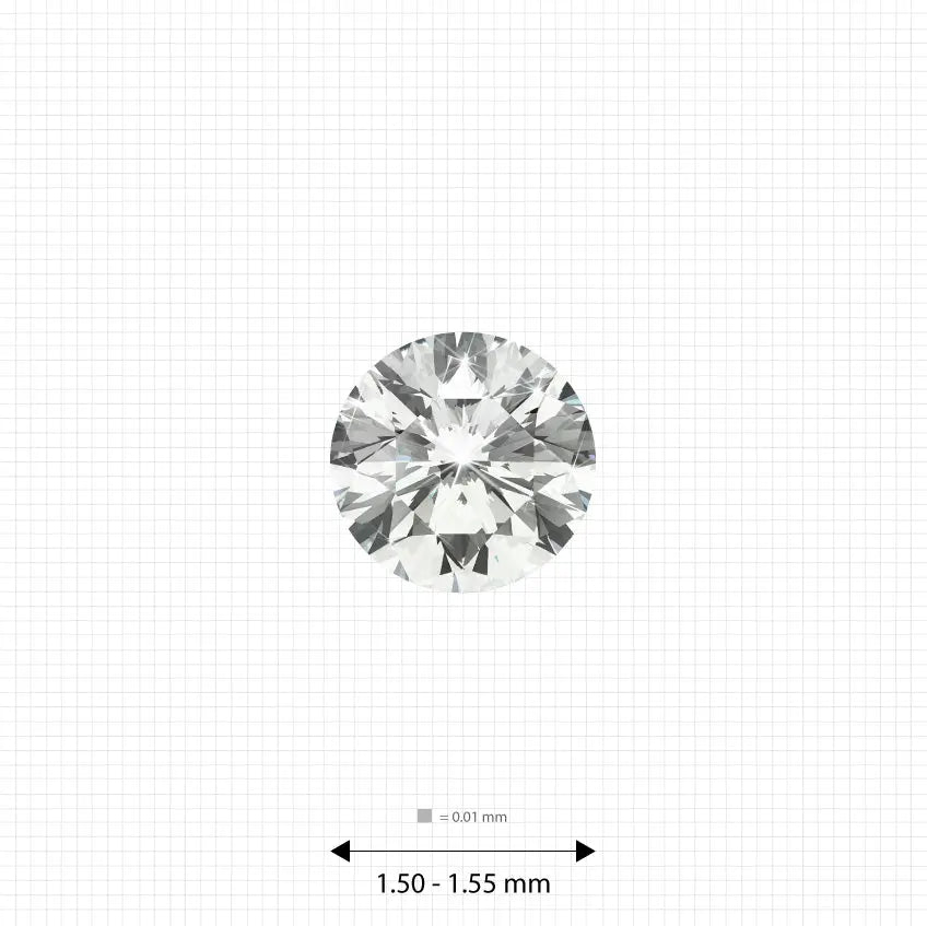 1.50 - 1.55 mm (0.015 Ct.) White Round Melee Labgems