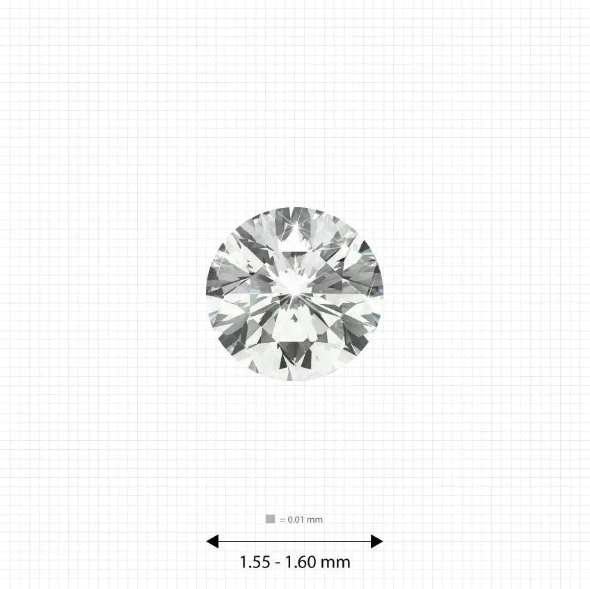 1.55 - 1.60 mm (0.0165 Ct.) White Round Melee Labgems