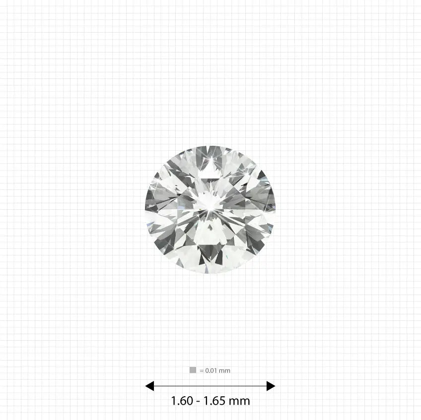 1.60 - 1.65 mm (0.018 Ct.) White Round Melee Labgems