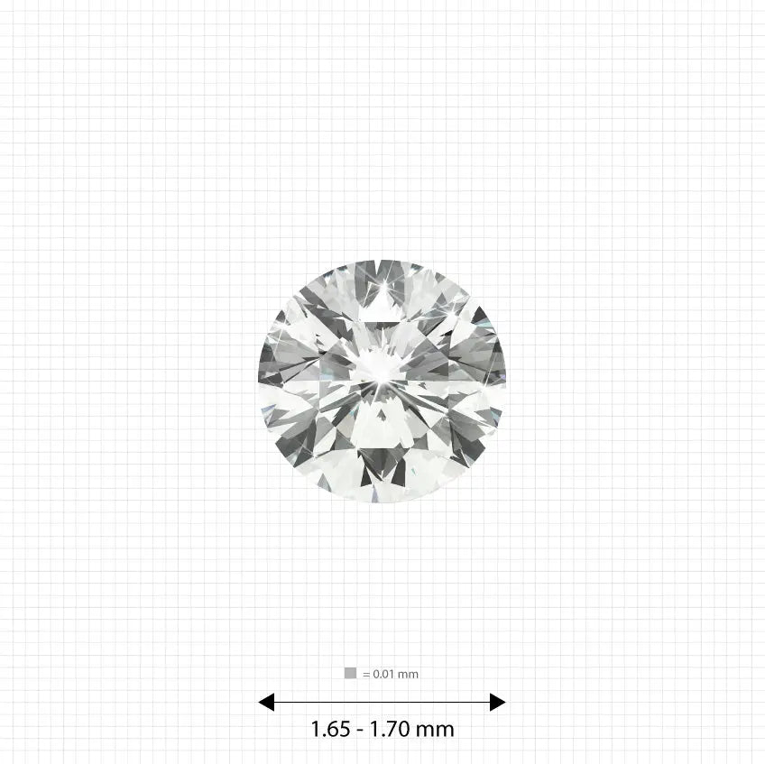 1.65 - 1.70 mm (0.0195 Ct.) White Round Melee Labgems