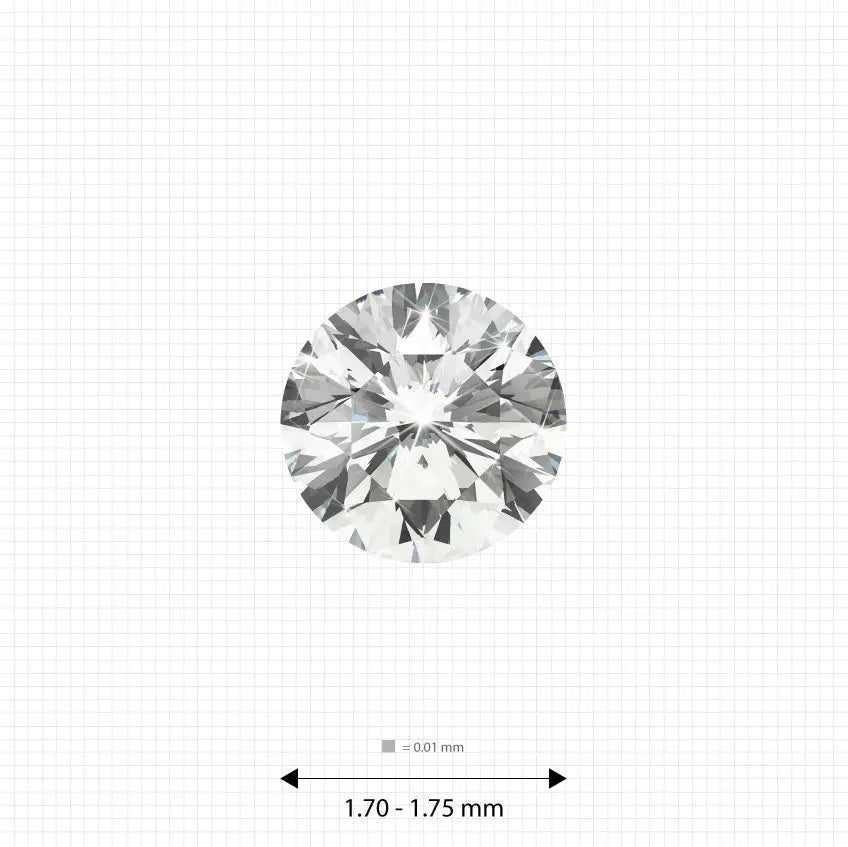 1.70 - 1.75 mm (0.020 Ct.) White Round Melee Labgems