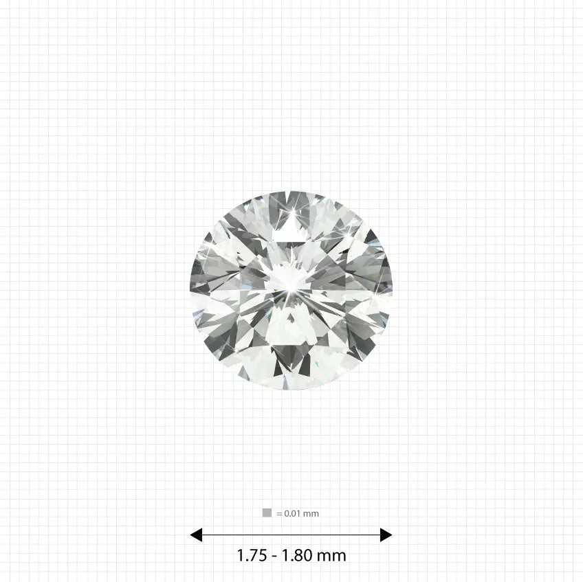 1.75 - 1.80 mm (0.025 Ct.) White Round Melee Labgems