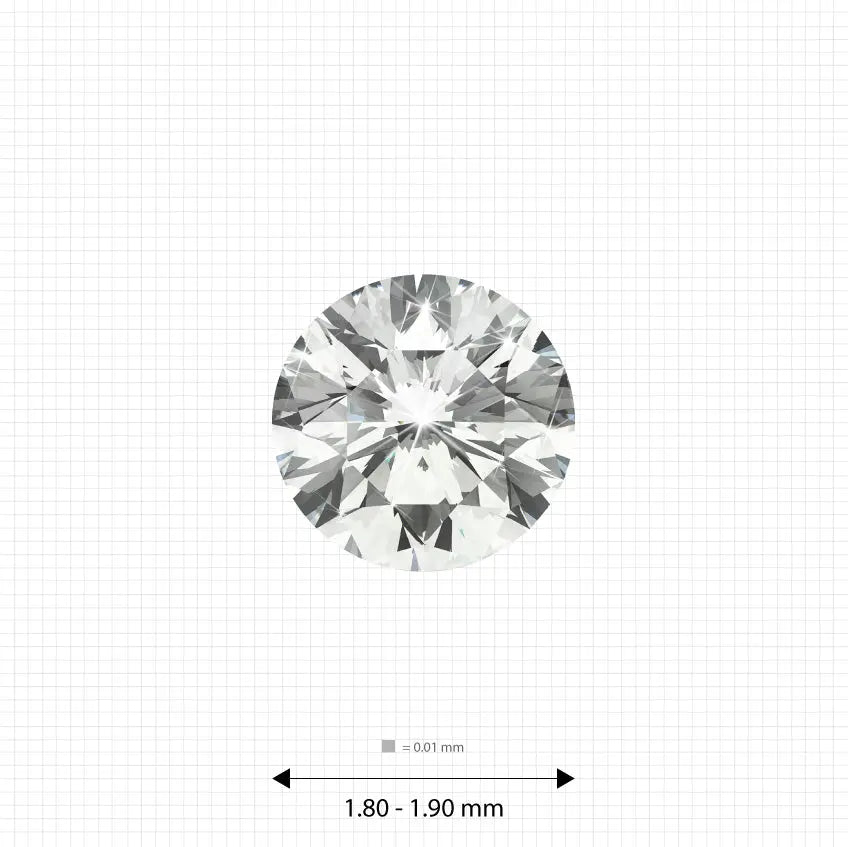 1.80 - 1.90 mm (0.0255 Ct.) White Round Melee Labgems