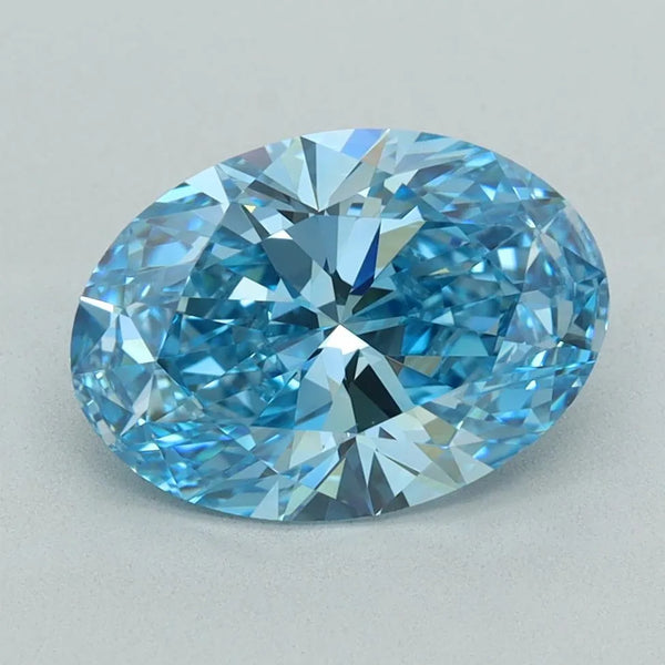2.45ct Oval Lab Grown Diamond (Colour Fancy Vivid Blue, Clarity VVS1, IGI Certified)