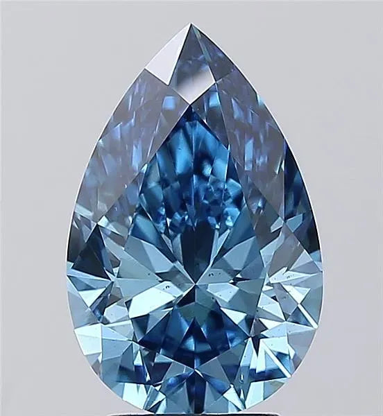 3.00ct Pear Lab Grown Diamond (Colour Fancy Vivid Blue, Clarity VS2, IGI Certified)