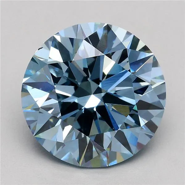 3.00ct Round Lab Grown Diamond (Colour Fancy Blue, Clarity VS2, Cut ID, IGI Certified)