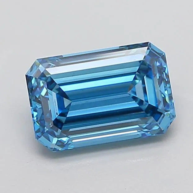 3.01ct Emerald Lab Grown Diamond (Colour Fancy Vivid Blue, Clarity VS1, IGI Certified)
