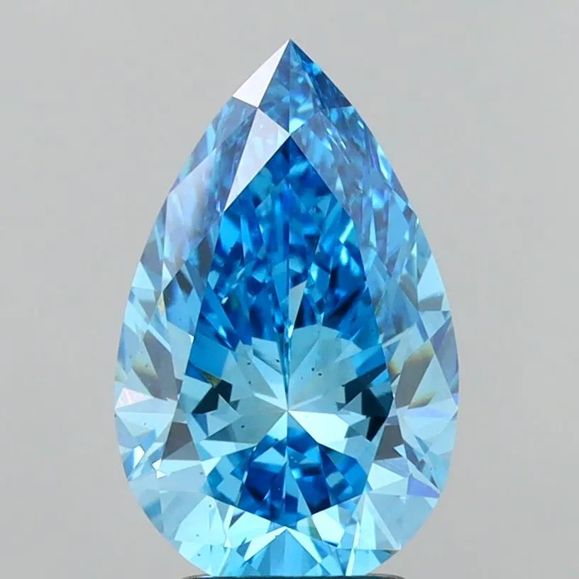 3.01ct Pear Lab Grown Diamond (Colour Fancy Vivid Blue, Clarity VS2, IGI Certified)