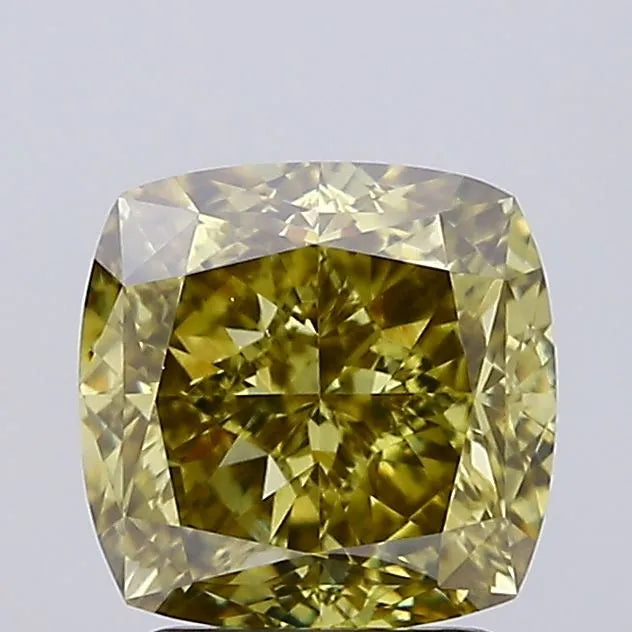 3.05ct Cushion modified Lab Grown Diamond (Colour Fancy Intense Gray Yellow, Clarity VVS2, IGI Certified)