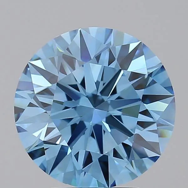 3.07ct Round Lab Grown Diamond (Colour Fancy Vivid Blue, Clarity IF, Cut ID, IGI Certified)
