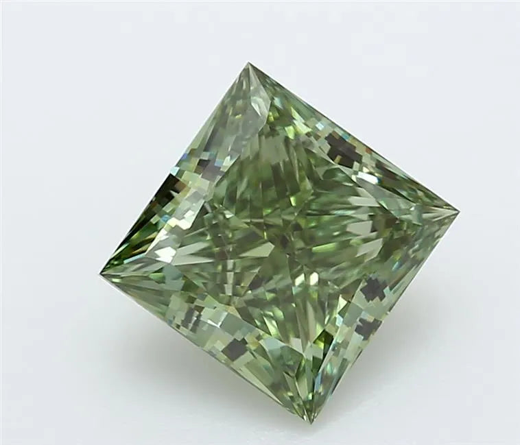 3.50ct Princess Lab Grown Diamond (Colour Fancy Vivid Green, Clarity VVS1, IGI Certified)