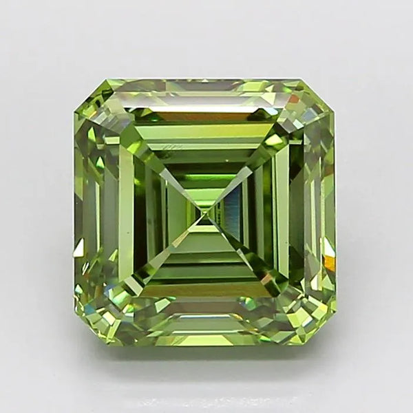 4.08ct Asscher Lab Grown Diamond (Colour Fancy Vivid Green, Clarity VVS2, IGI Certified)