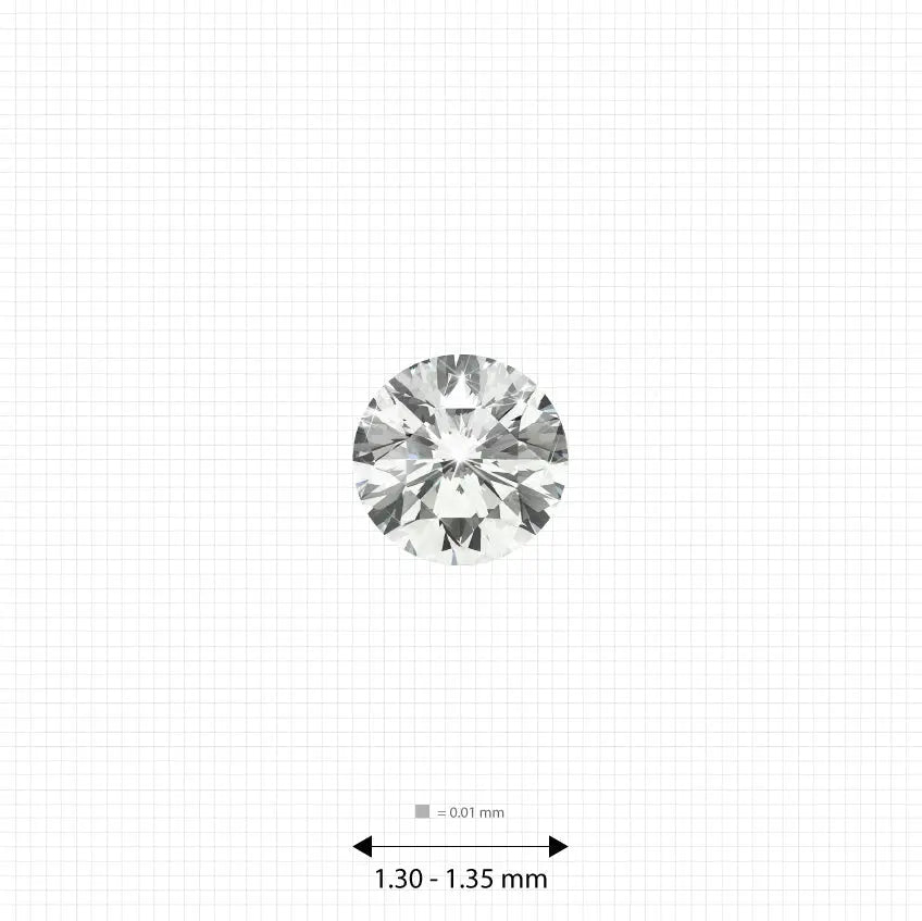 ±5 Ct. 1.30 - 1.35 mm (0.01 Ct.) White Round Melee Labgems