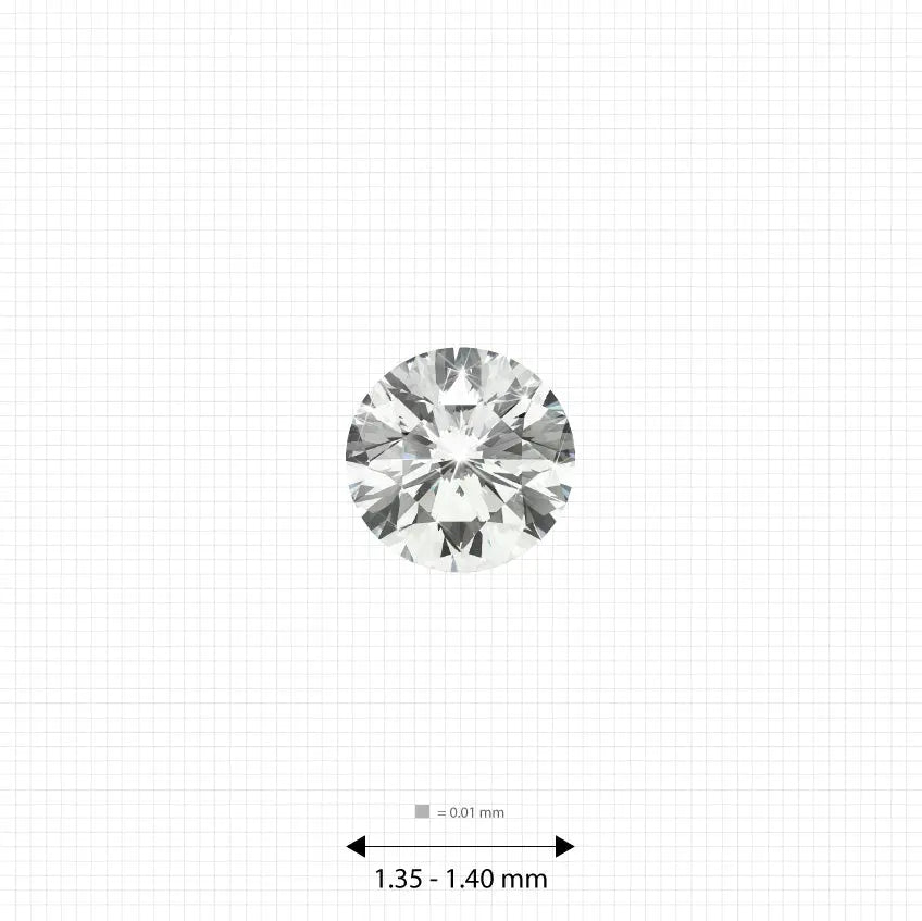 ±5 Ct. 1.35 - 1.40 mm (0.011 Ct.) White Round Melee Labgems