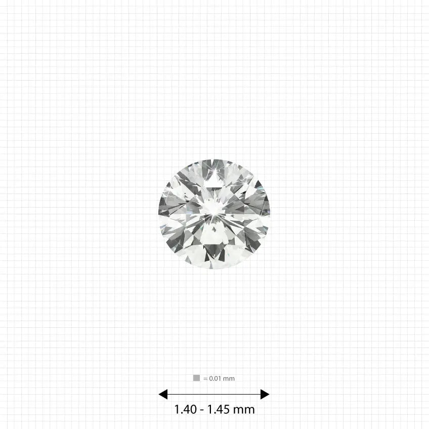 ±5 Ct. 1.40 - 1.45 mm (0.0125 Ct.) White Round Melee Labgems