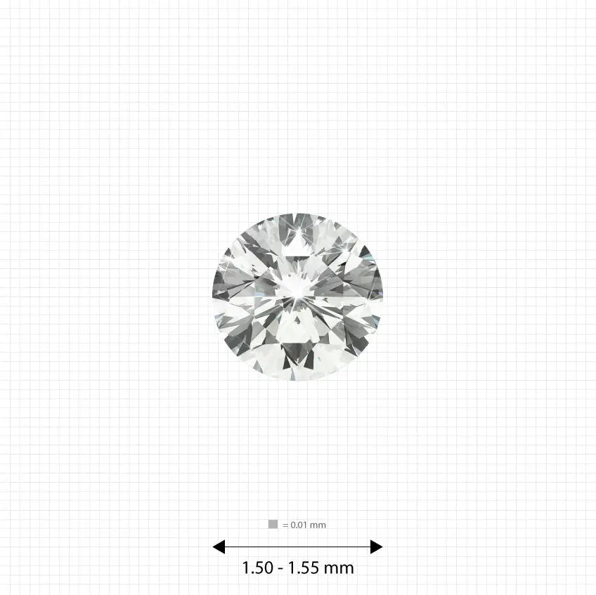 ±5 Ct. 1.50 - 1.55 mm (0.0155 Ct.) White Round Melee Labgems