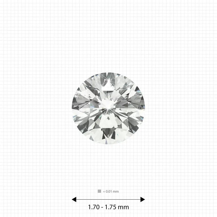 ±5 Ct. 1.70 - 1.75 mm (0.021 Ct.) White Round Melee Labgems