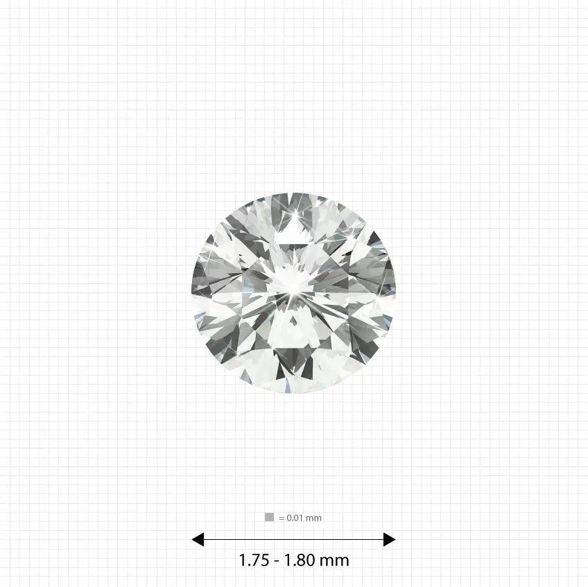 ±5 Ct. 1.75 - 1.80 mm (0.0225 Ct.) White Round Melee Labgems