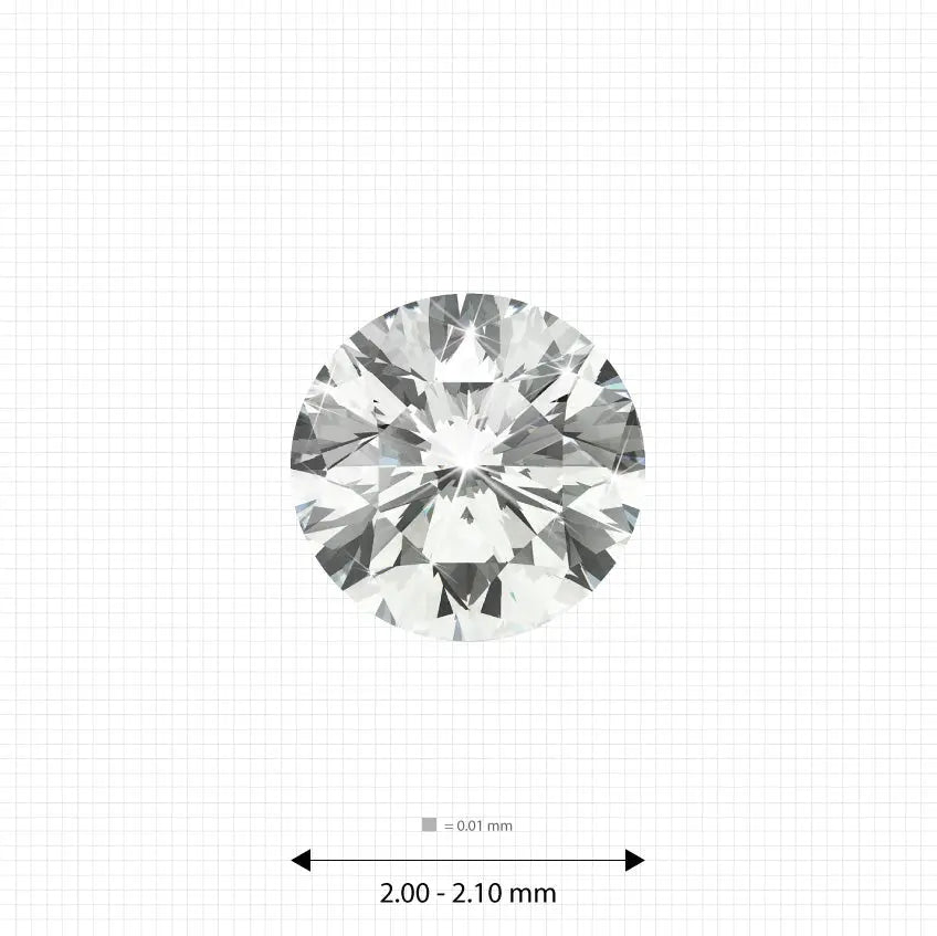 ±5 Ct. 2.00 - 2.10 mm (0.035 Ct.) White Round Melee Labgems