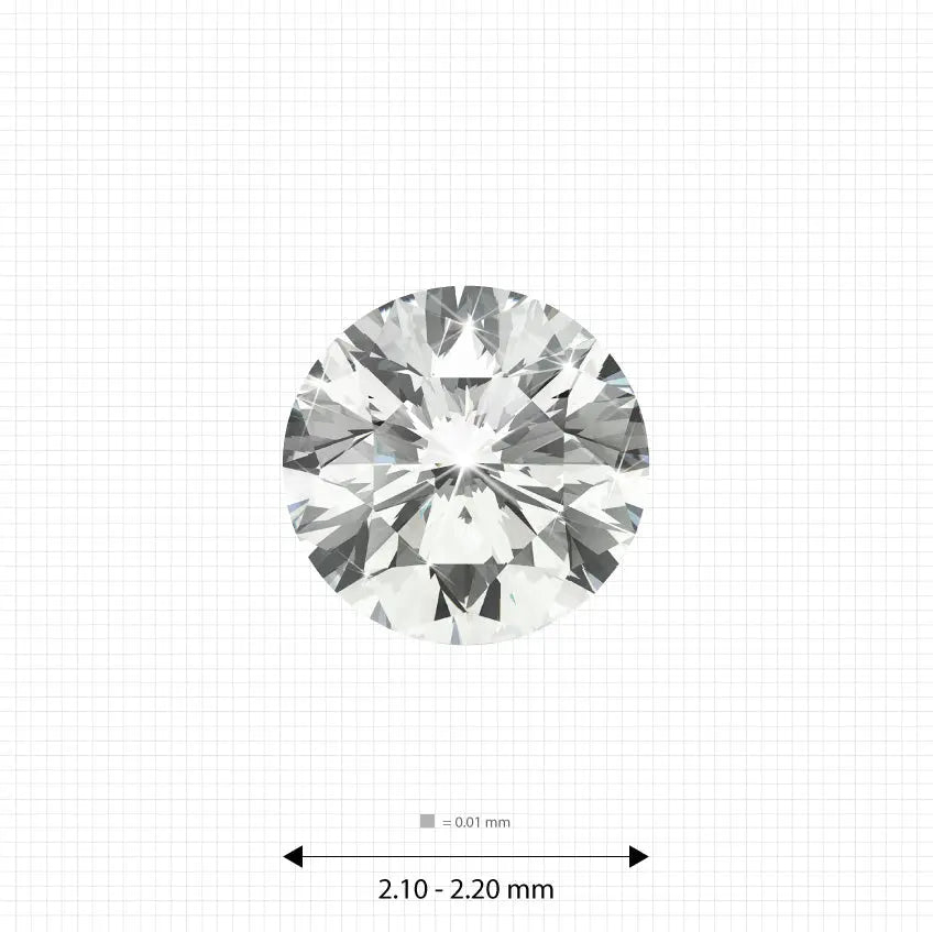 ±5 Ct. 2.10 - 2.20 mm (0.04 Ct.) White Round Melee Labgems