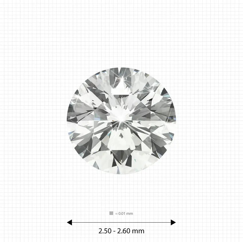 ±5 Ct. 2.50 - 2.60 mm (0.067 Ct.) White Round Melee Labgems