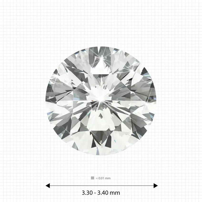 ±5 Ct. 3.30 - 3.40 mm (0.14 Ct.) White Round Melee Labgems