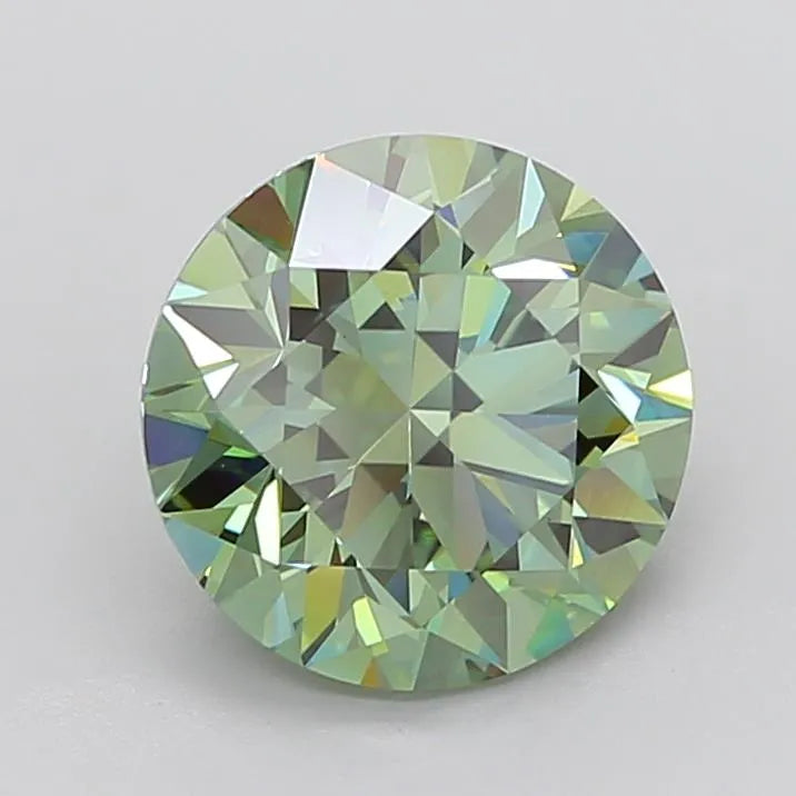 5.26ct Round Lab Grown Diamond (Colour Fancy Vivid Green, Clarity VVS2, Cut EX, IGI Certified)