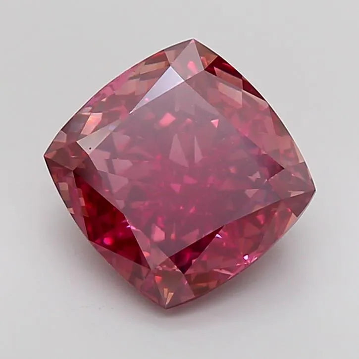 5.54ct Cushion modified Lab Grown Diamond (Colour Fancy Vivid Brownish Pink, Clarity VVS2, IGI Certified)