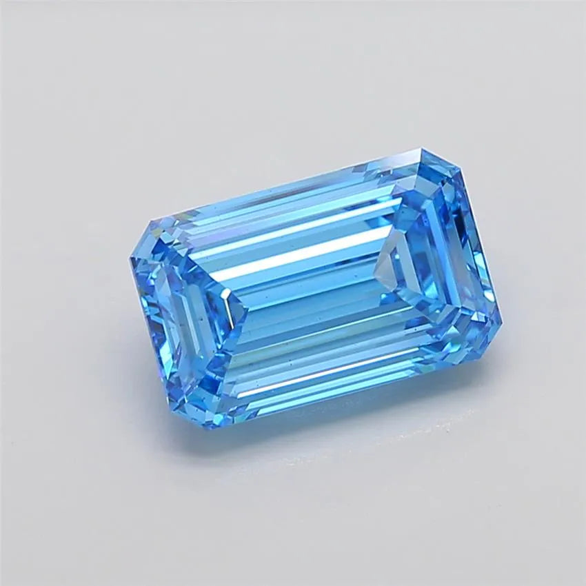 5.54ct Emerald Lab Grown Diamond (Colour Fancy Vivid Blue, Clarity VS2, IGI Certified)