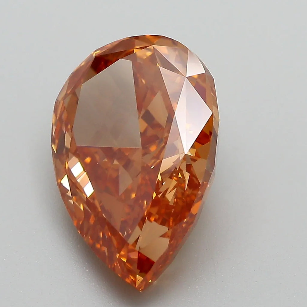 6.24ct Pear Lab Grown Diamond (Colour Fancy Vivid Brownish Orange, Clarity VVS2, IGI Certified)